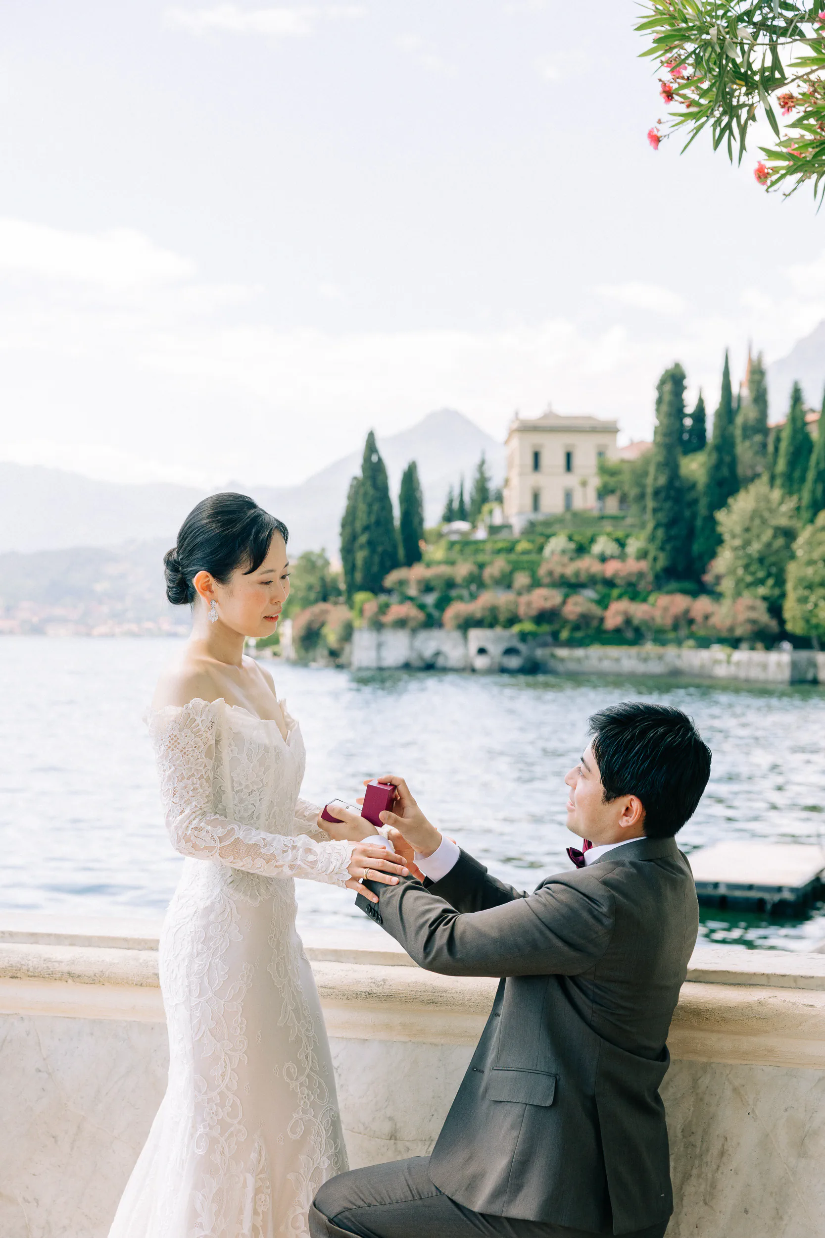 Surprise proposal overlooking Lake Como at Villa Monastero in Varenna